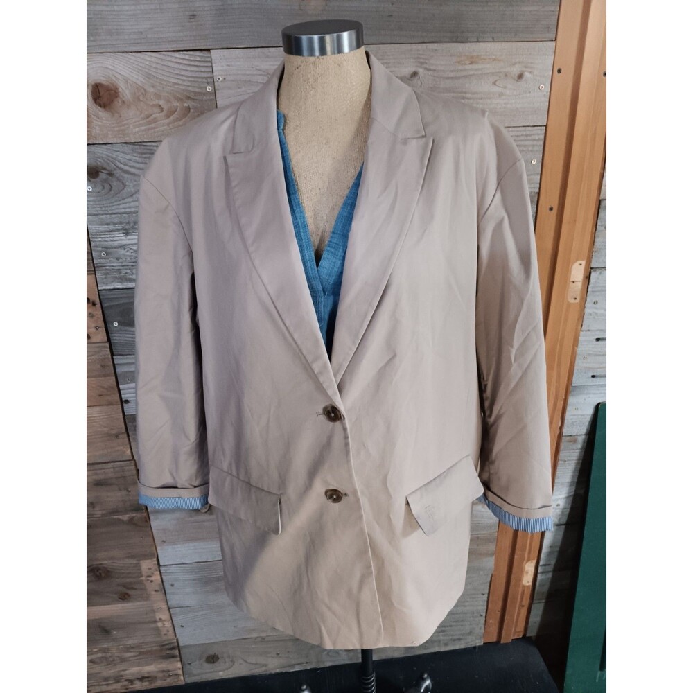 Tommy Hilfiger Blazer Wmn's Sz. 18 Striped Lining Classic Prep EUC Cotton Blnd.